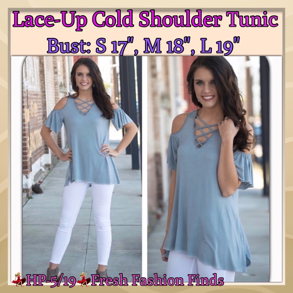 NEW✔️ Lace-Up Ruffled Cold Shoulder - Picture 3 of 5